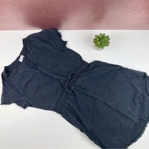 Bella Dahl Solid Black Fringe Lightweight Dress Boho Women Small